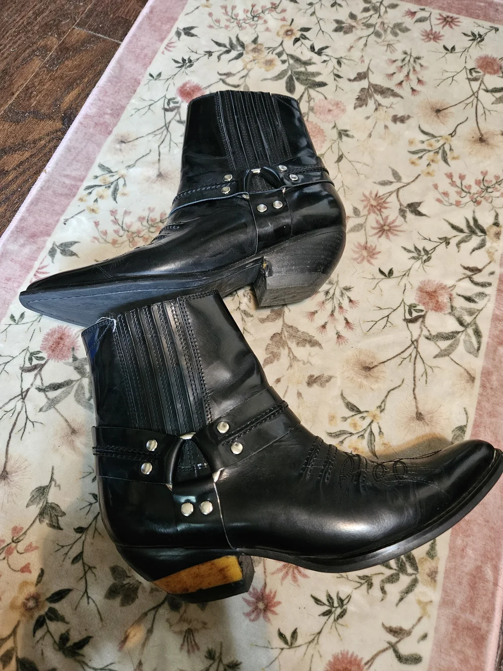 Jeffrey Campbell Black Leather Western Ankle Booties